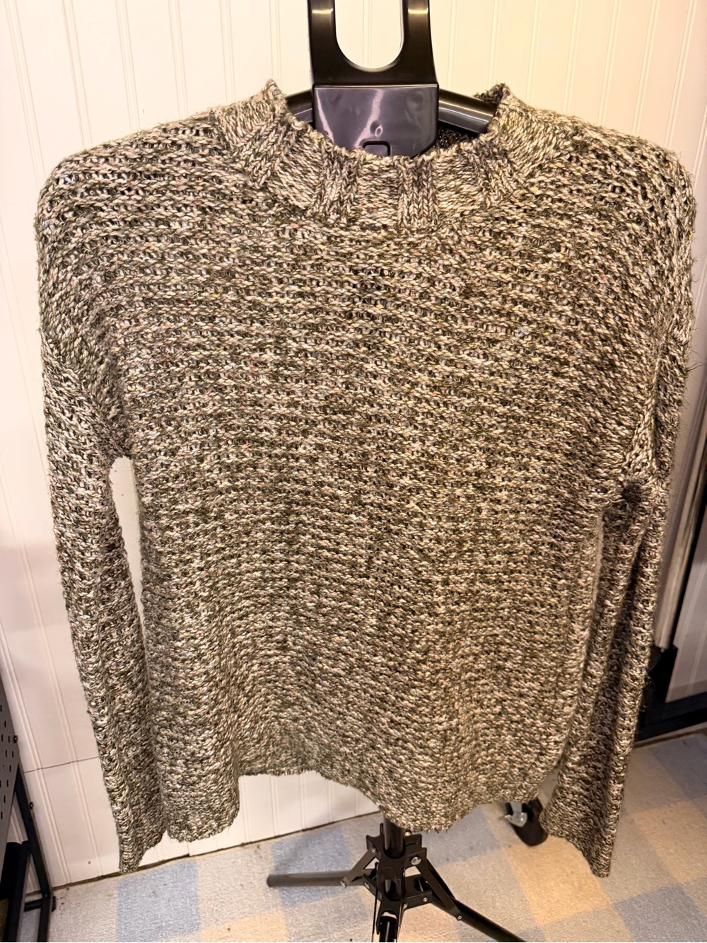 St. John's Bay Marled Crewneck Sweater in Gray and Cream